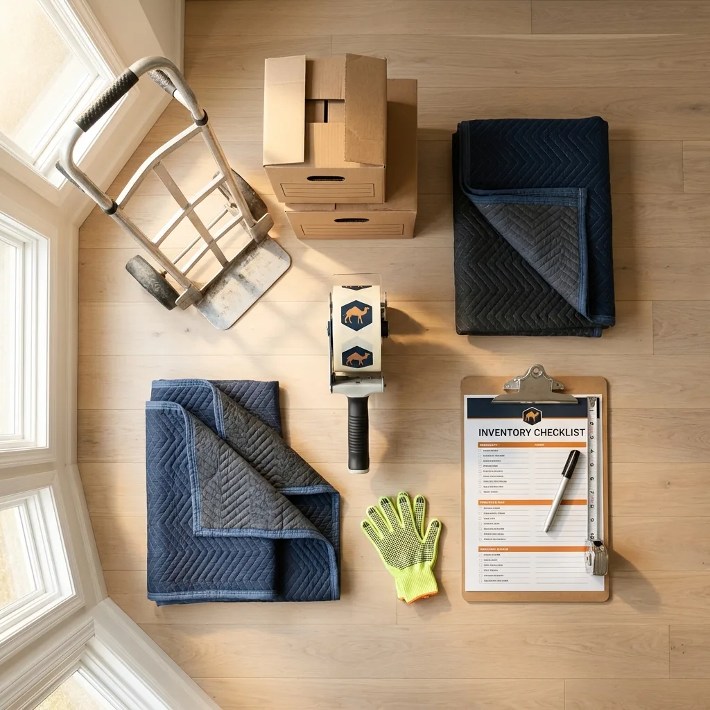 Professional moving supplies and packing materials layout for Hopedale residential relocations